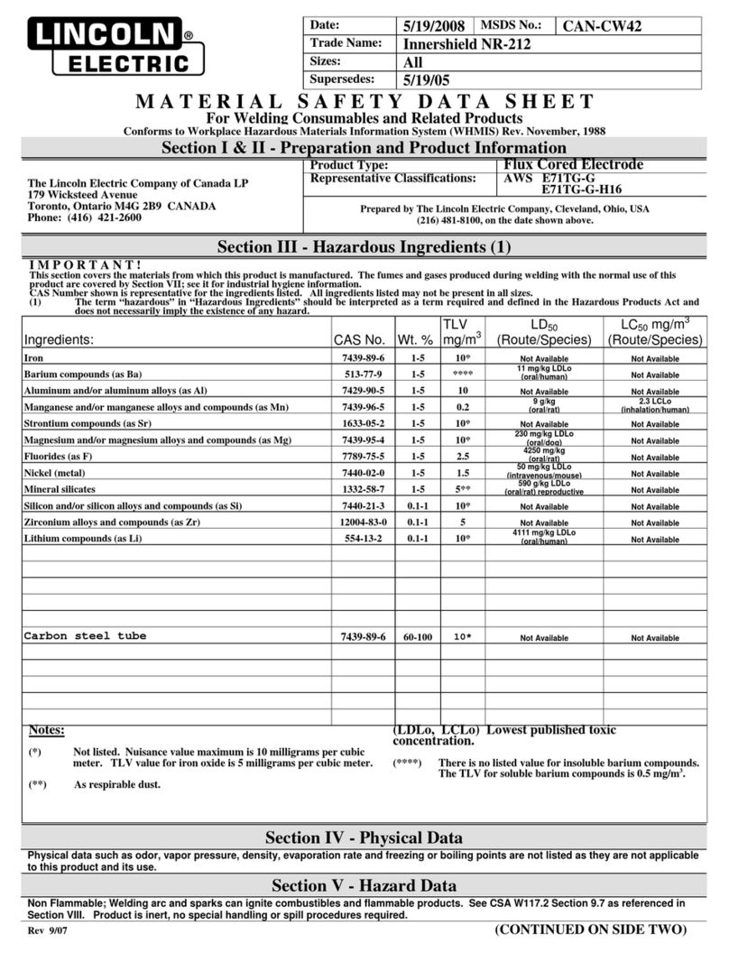 Lincoln Electric Innershield NR-212 datasheet