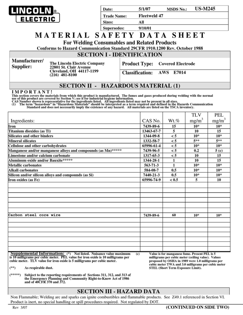 Lincoln Electric Fleetweld 47 datasheet