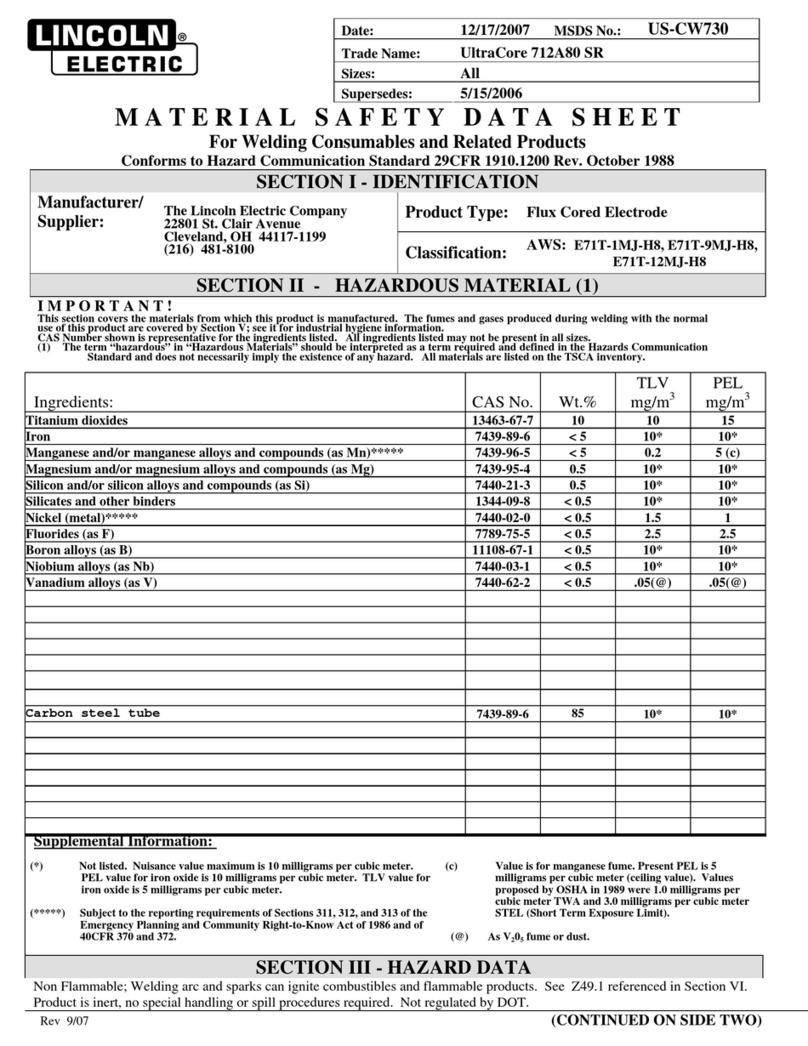 Lincoln Electric UltraCore 712A80 SR datasheet