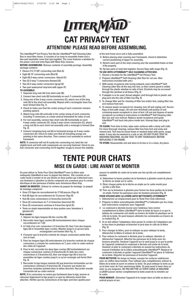 LitterMaid LMT100 instruction sheet