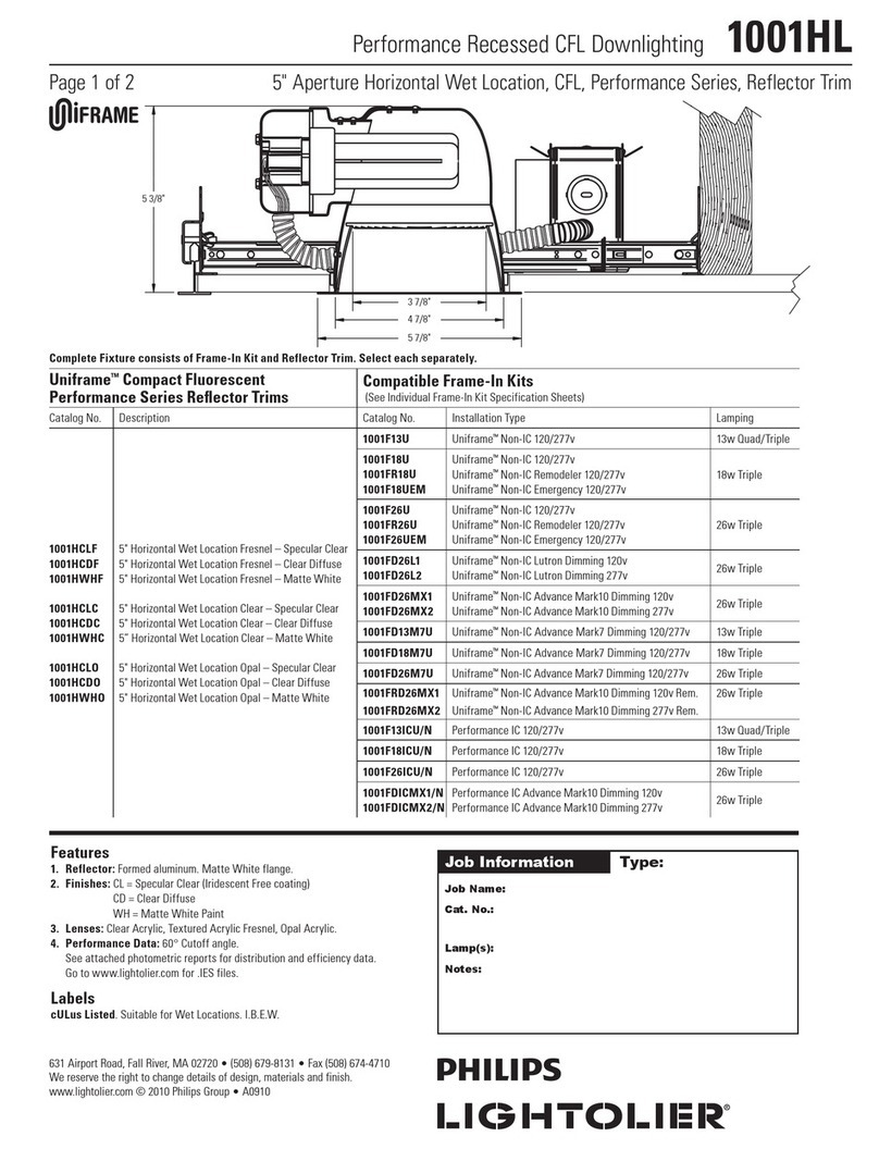 Lightolier 1001HL User manual Lightolier 1001HL User manual