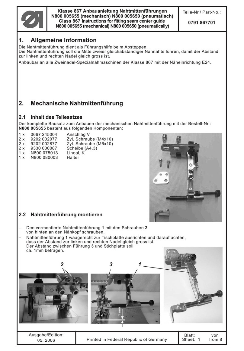 DURKOPP ADLER 867 User manual DURKOPP ADLER 867 User manual