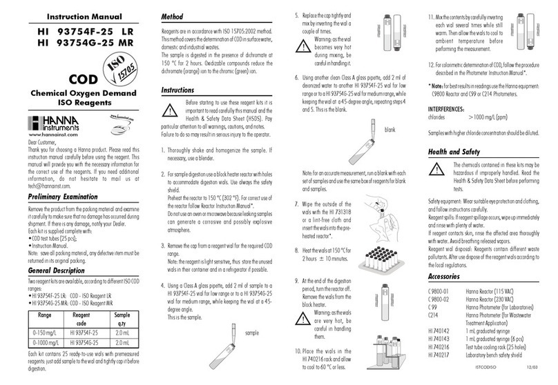 Hanna Instruments HI 93754G-25 MR User manual