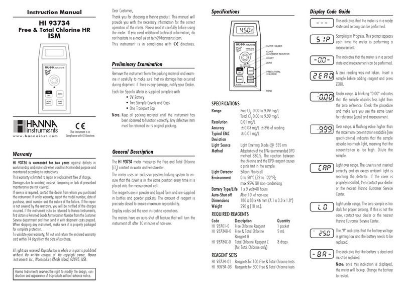 Hanna Instruments HI 93734 User manual