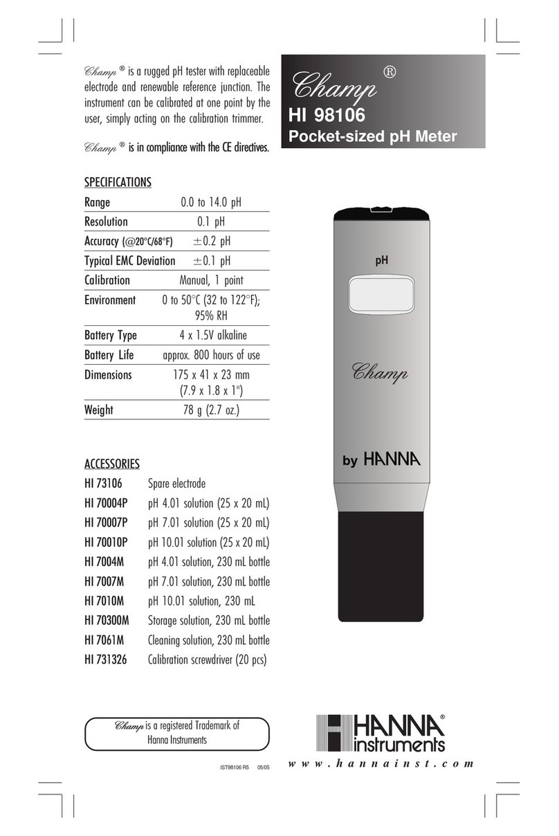 Hanna Instruments Champ HI 98106 User manual