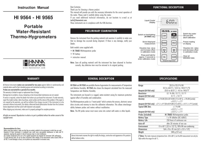 Hanna Instruments HI 9564 User manual