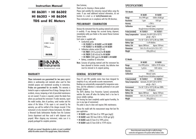 Hanna Instruments HI 86301 User manual