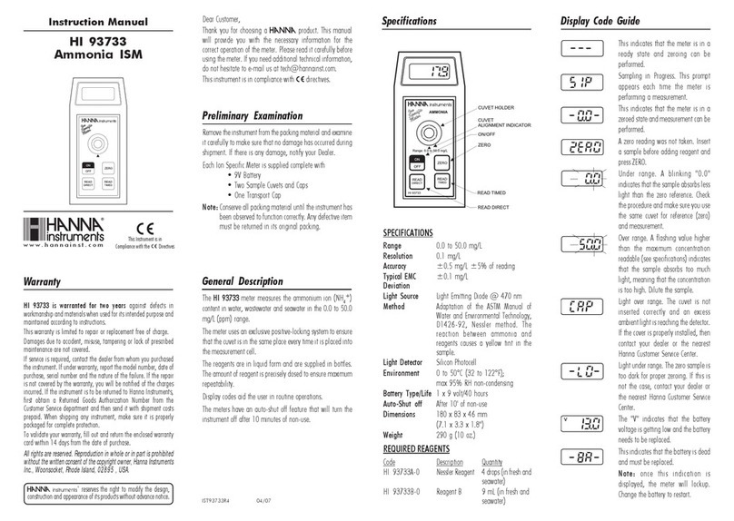 Hanna Instruments HI 93733 User manual