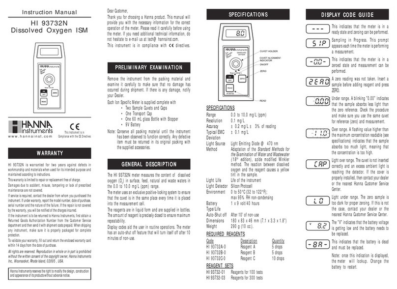 Hanna Instruments HI 93732N User manual