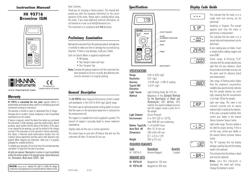 Hanna Instruments HI 93716 User manual