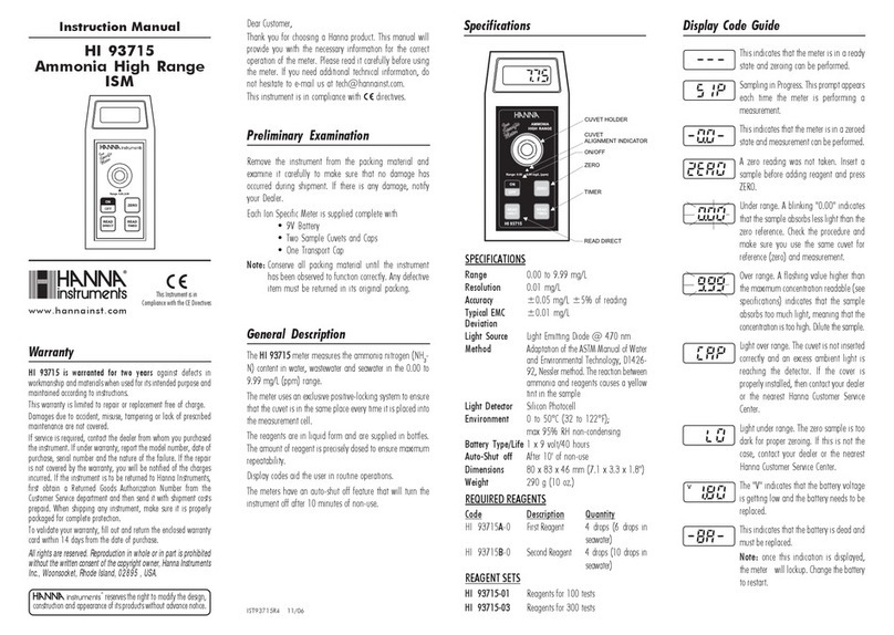 Hanna Instruments HI 93715 User manual Hanna Instruments HI 93715 User manual