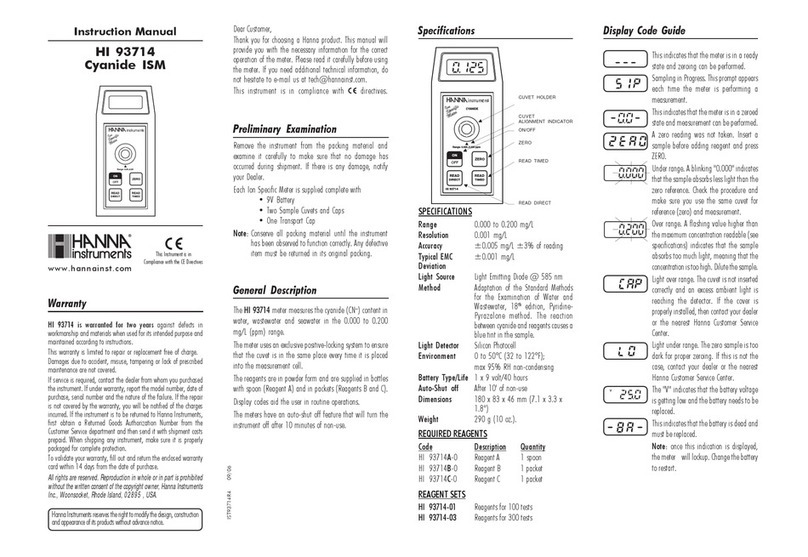 Hanna Instruments HI 93714 User manual