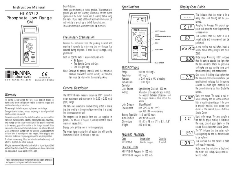 Hanna Instruments HI 93713 User manual