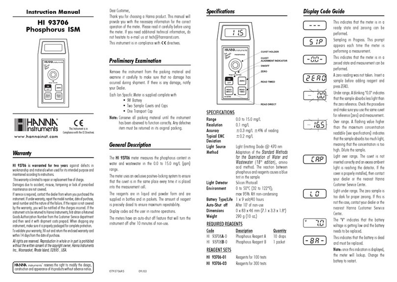Hanna Instruments HI 93706 User manual Hanna Instruments HI 93706 User manual