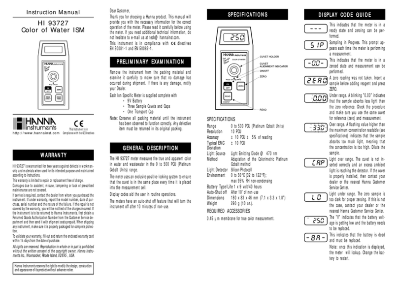 Hanna Instruments HI 93727 instruction manual