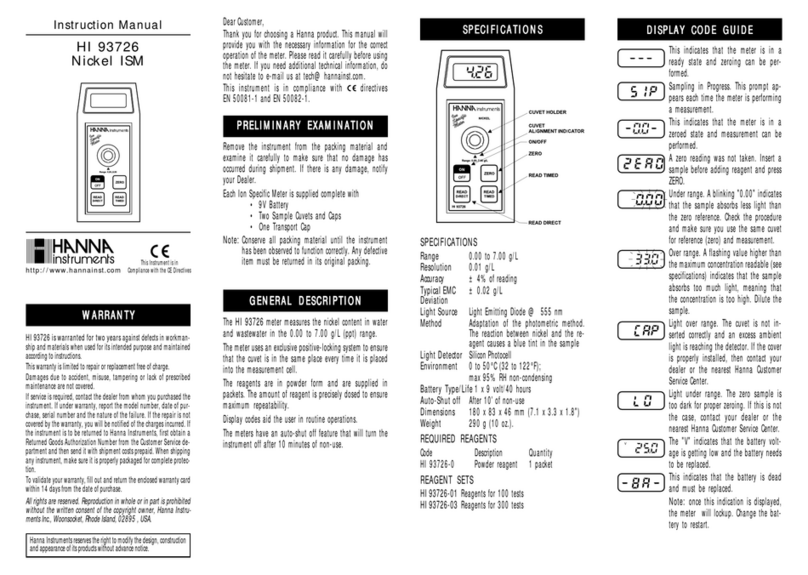 Hanna Instruments HI 93726 User manual