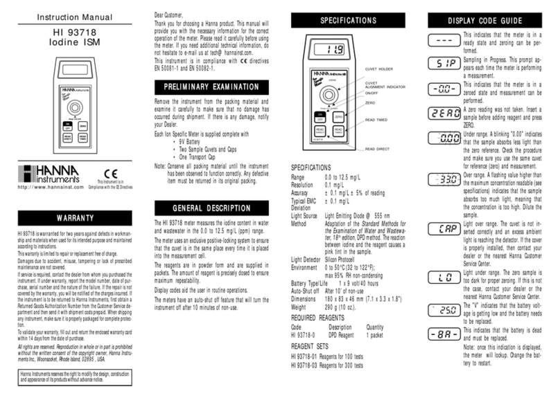 Hanna Instruments HI 93718 User manual