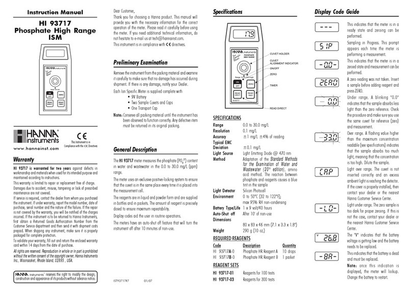 Hanna Instruments HI 93717 User manual