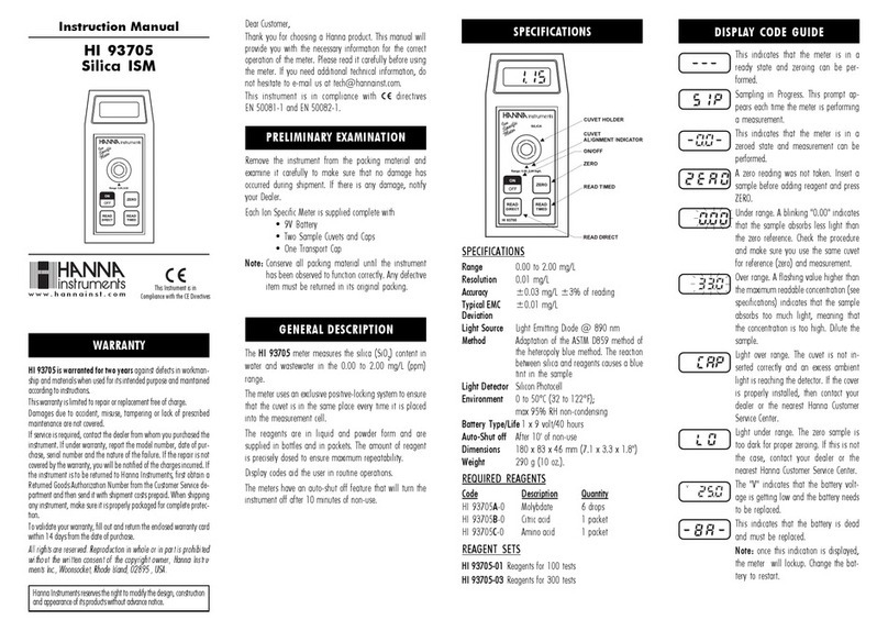 Hanna Instruments HI 93705 User manual