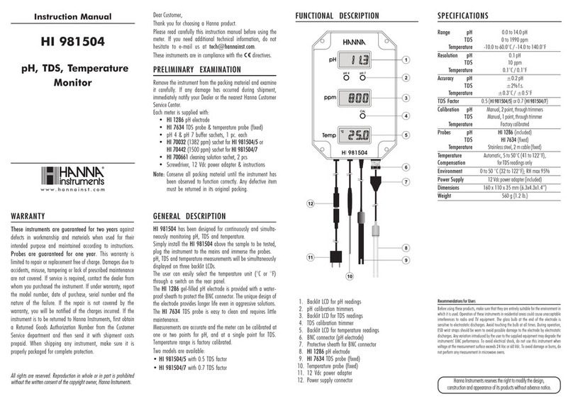 Hanna Instruments HI 981504 User manual
