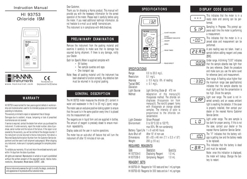 Hanna Instruments HI 93753 instruction manual