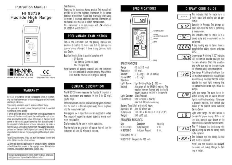 Hanna Instruments HI 93739 User manual