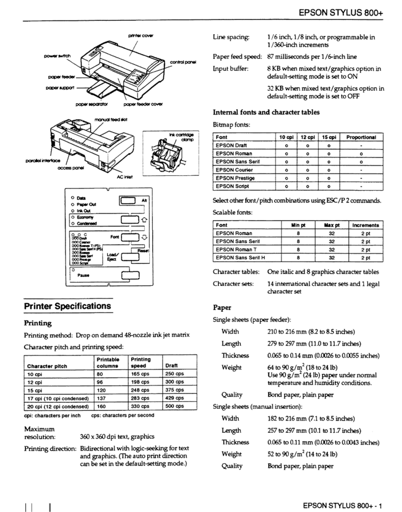 Epson Stylus Color 800 User manual
