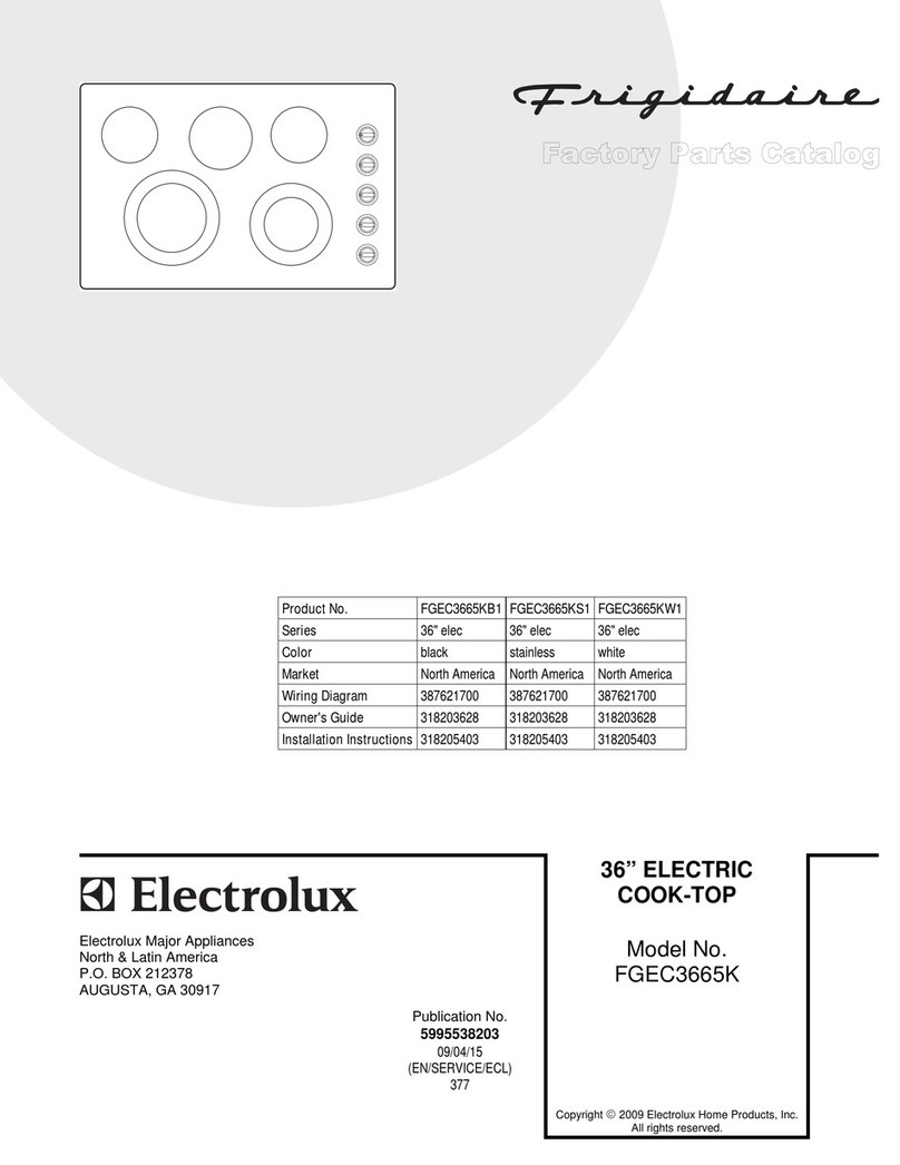 Frigidaire FGEC3665K - Gallery 30 in. Electric Cooktop Factory parts catalog