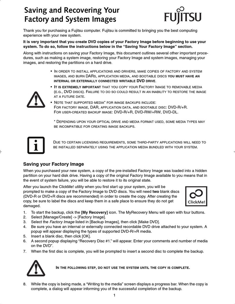 Fujitsu Saving and Recovering Your Factory and System... User manual Fujitsu Saving and Recovering Your Factory and System... User manual