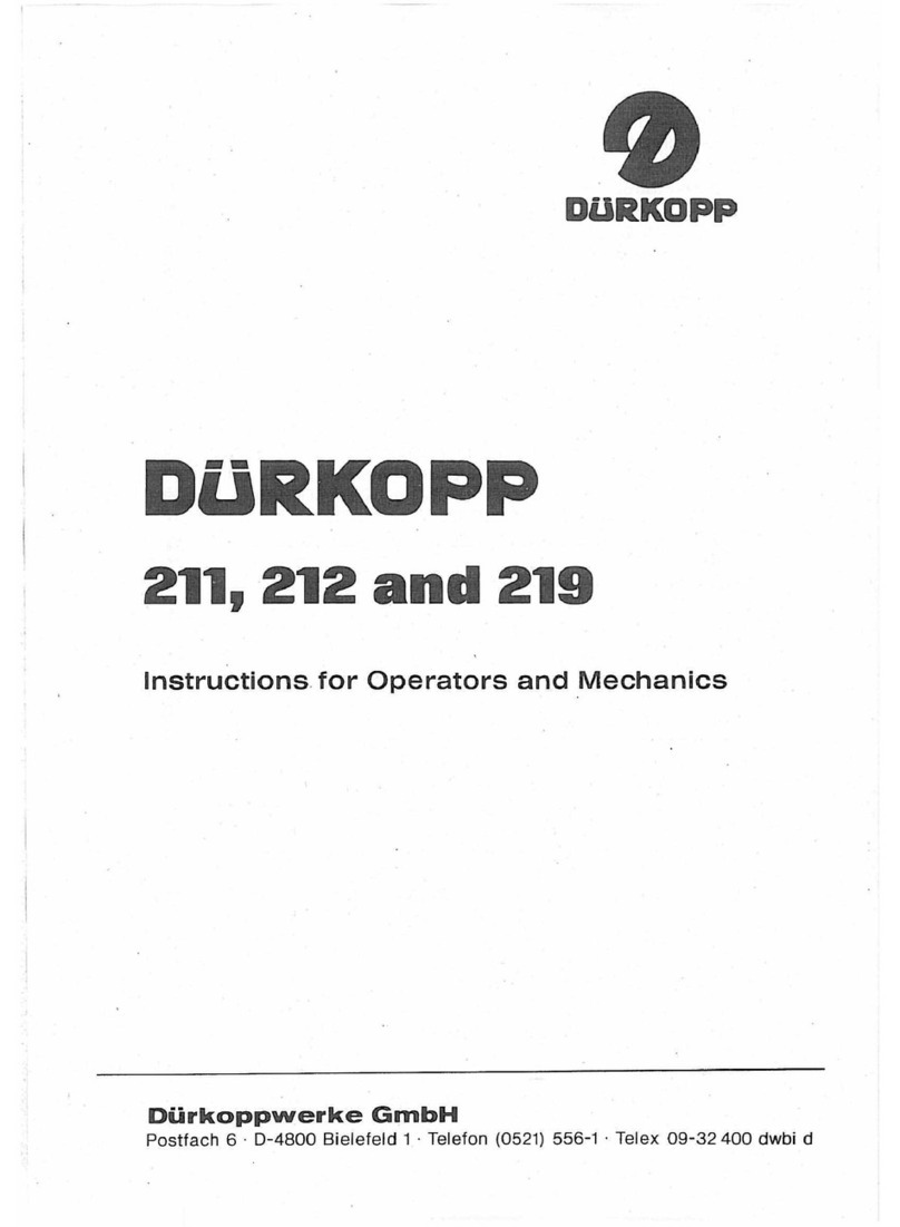 DURKOPP ADLER 219 Operation and maintenance manual DURKOPP ADLER 219 Operation and maintenance manual