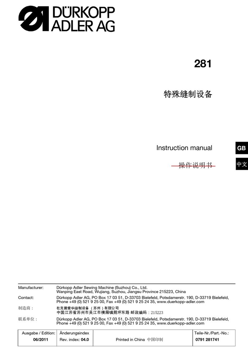 Duerkopp Adler 281 User manual Duerkopp Adler 281 User manual