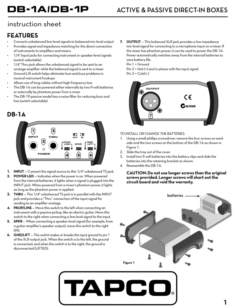 Tapco DB-1P instruction sheet