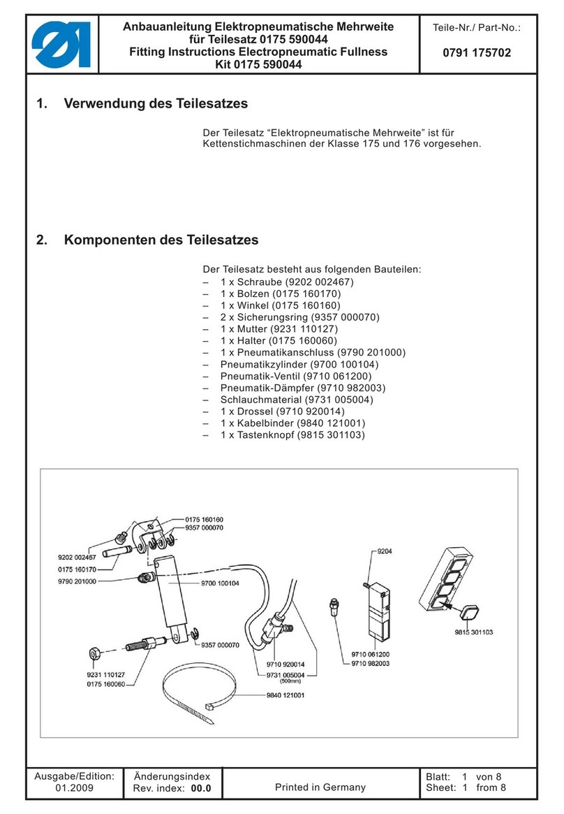 Duerkopp Adler Electropneumatic Fullness Kit 0175 590044 User manual Duerkopp Adler Electropneumatic Fullness Kit 0175 590044 User manual