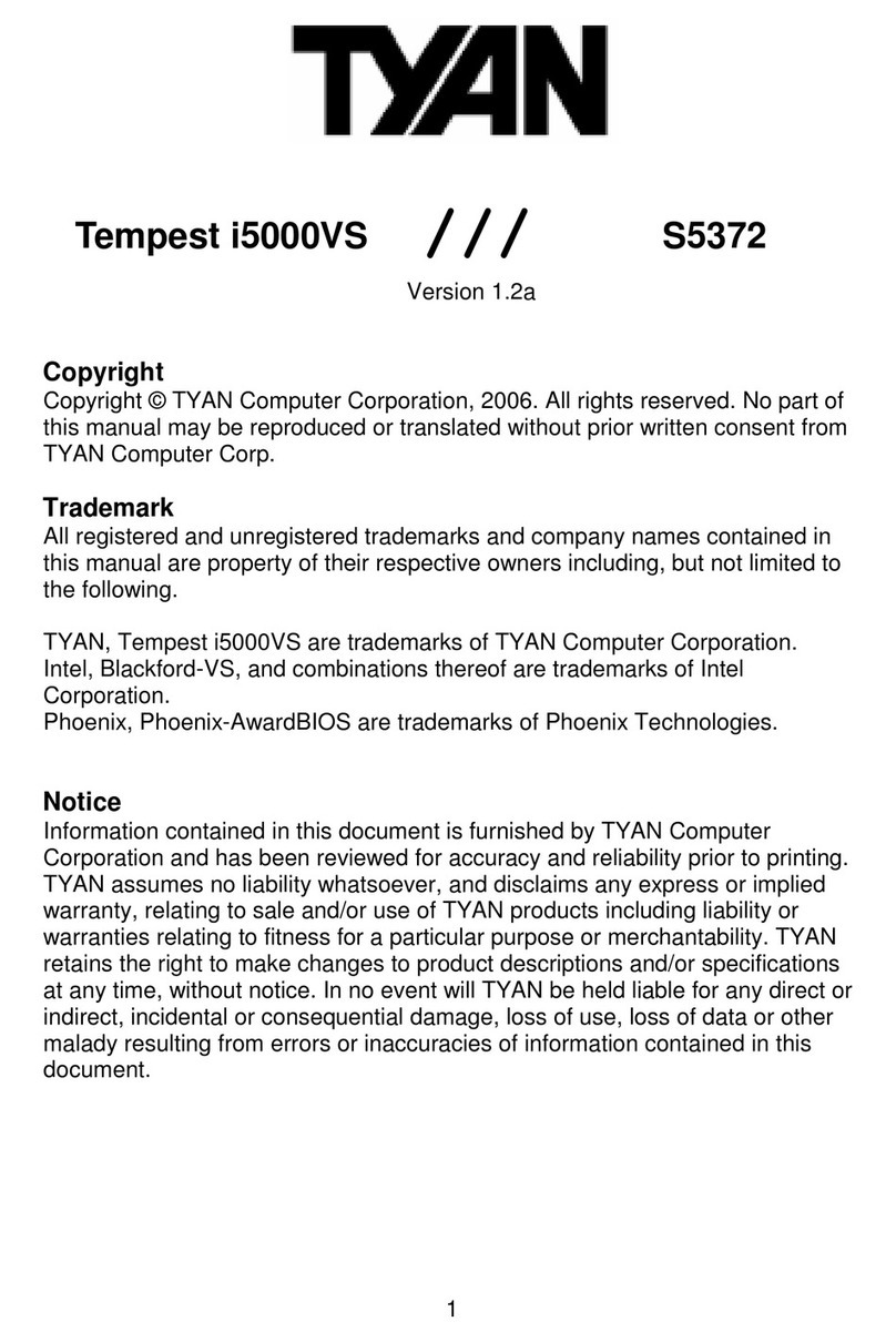 TYAN Tempest i5000VS S5372 user manual