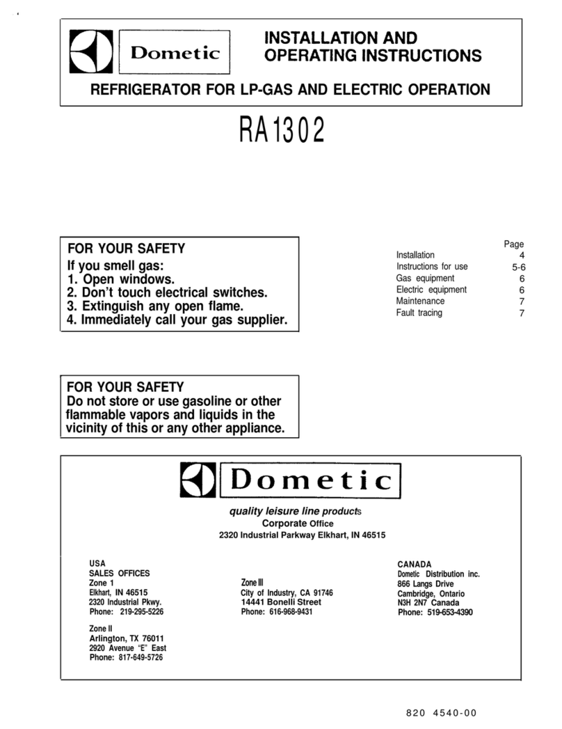 Dometic RA1302 and Installation and operating instructions