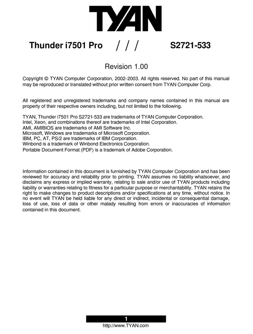 TYAN Thunder i7501 Pro S2721-533 User manual