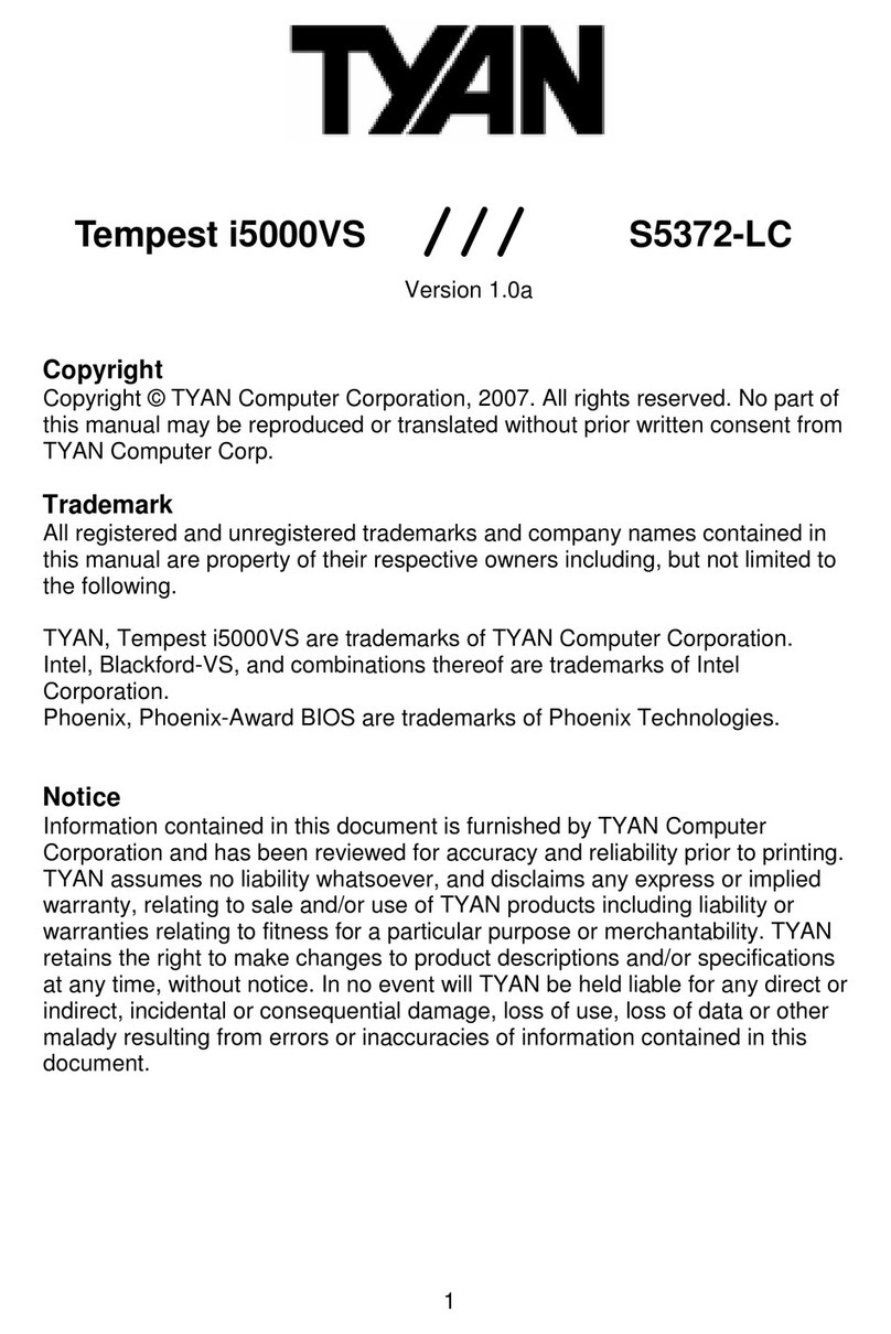 TYAN Tempest i5000VS S5372-LC User manual