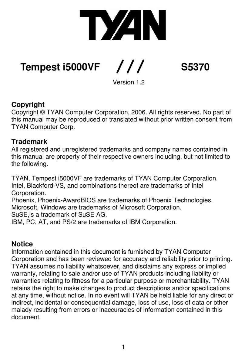 TYAN Tempest i5000VF S5370 user manual