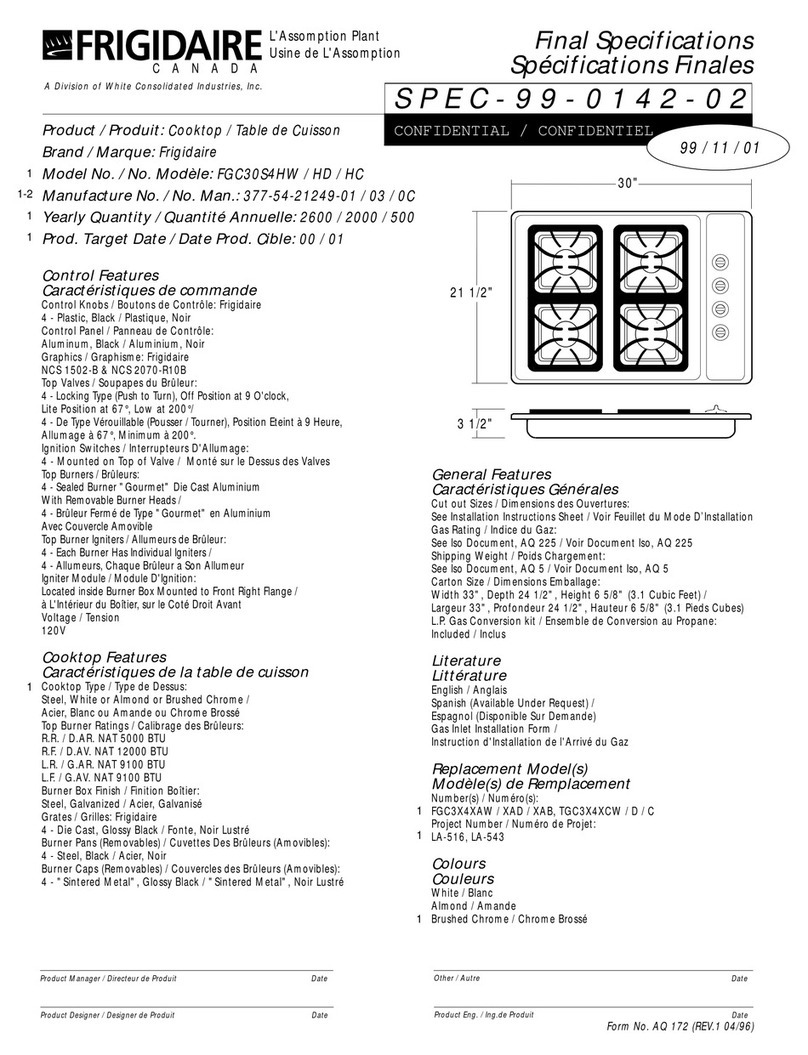 Frigidaire FGC30S4HC User manual