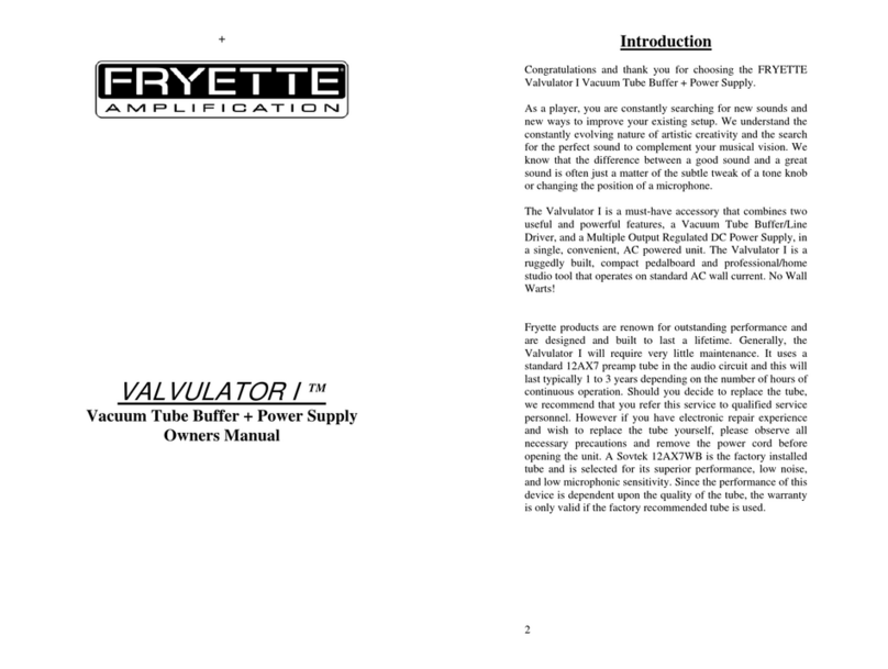 Fryette Valvulator I owner's manual