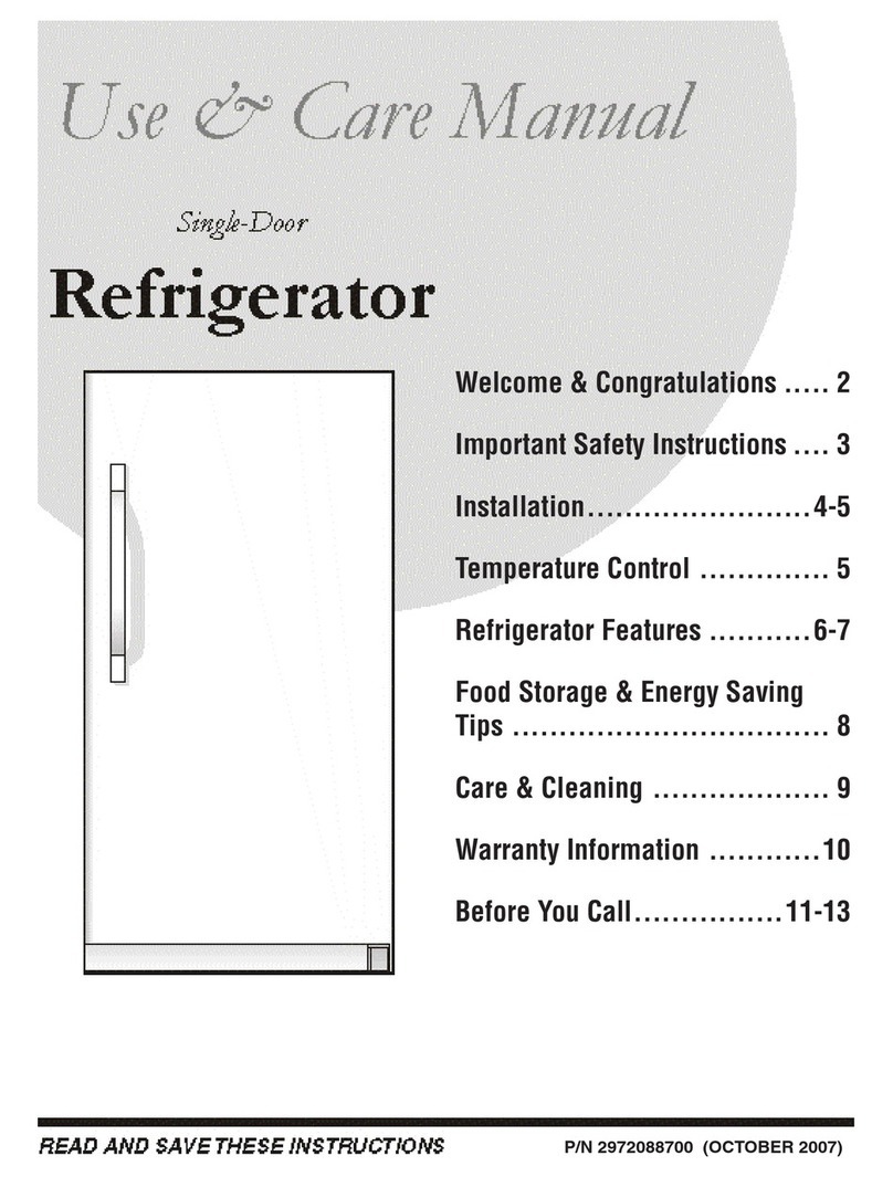 Frigidaire Refrigerator Use & care manual Frigidaire Refrigerator Use & care manual