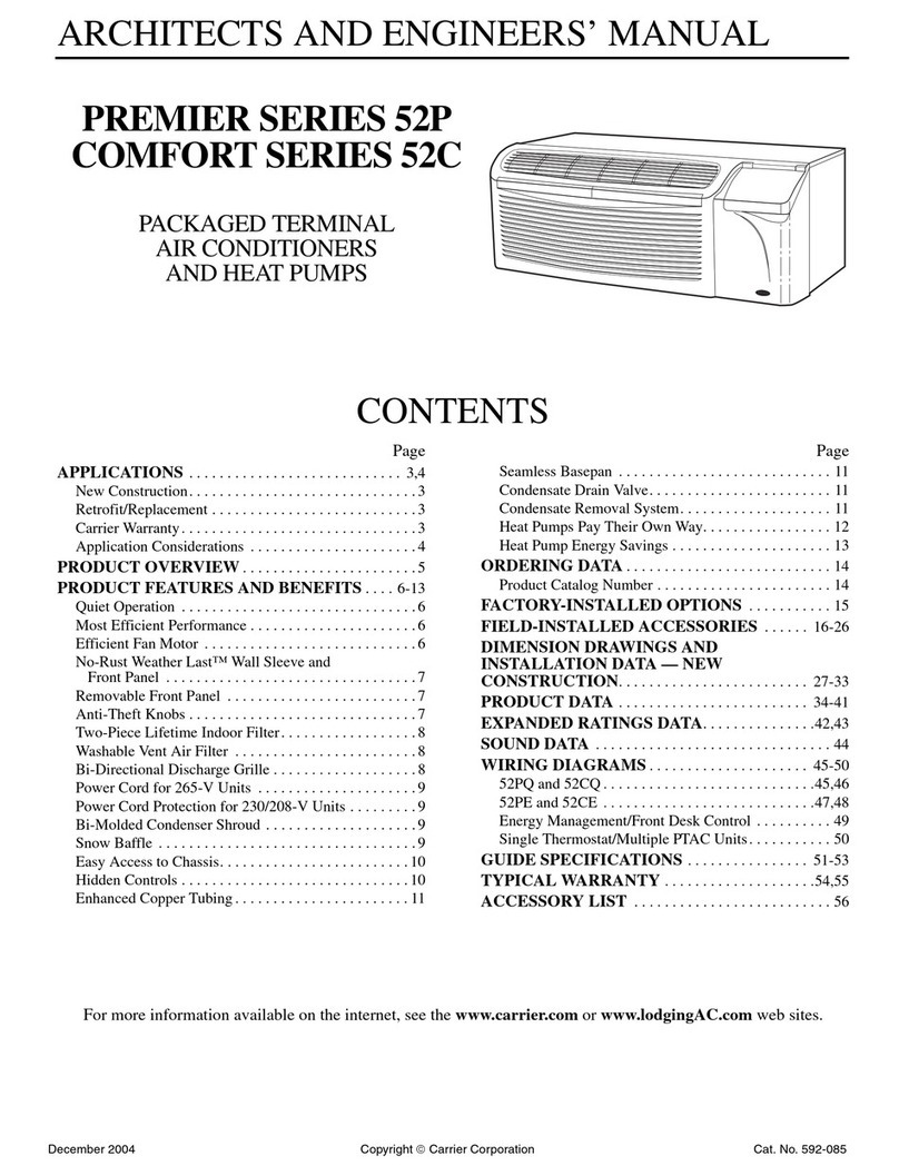 Carrier PREMIER 52P SERIES Quick start guide Carrier PREMIER 52P SERIES Quick start guide