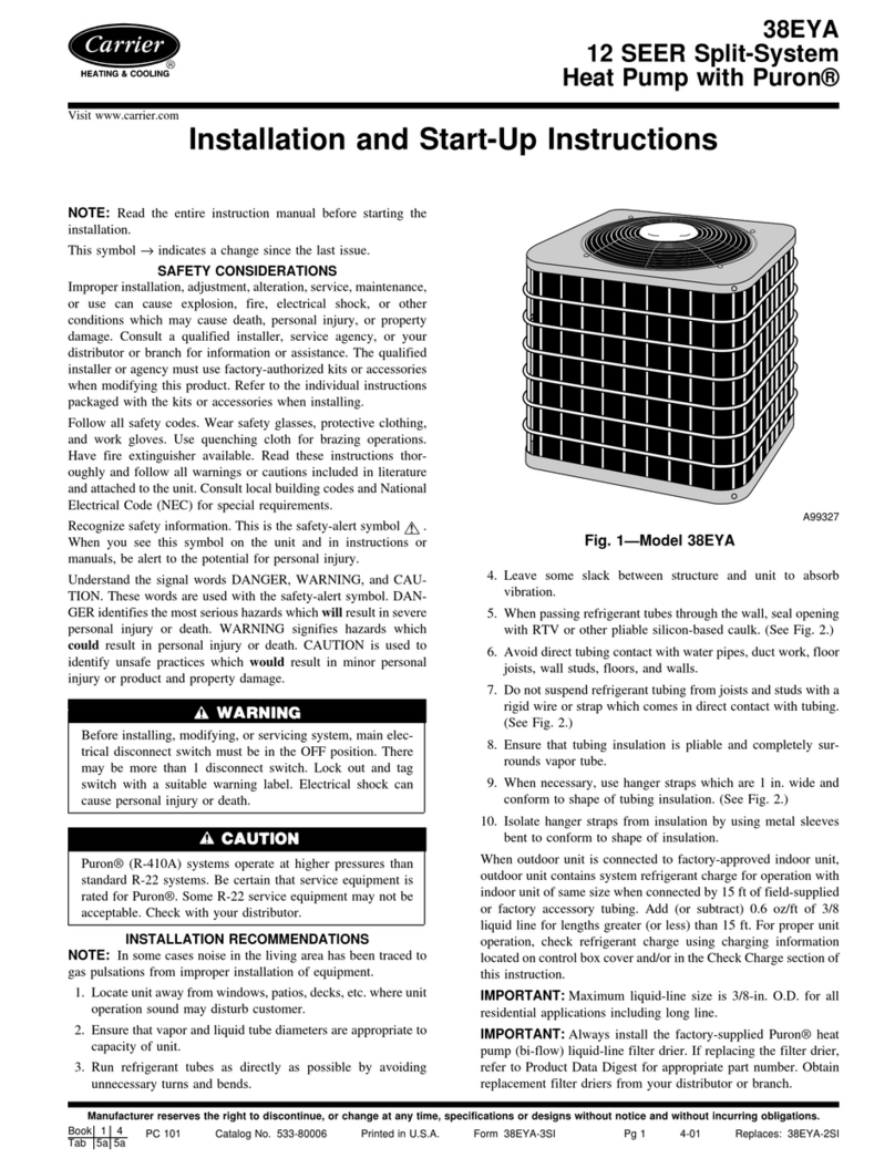 Carrier 38EYA Installation and start-up instructions