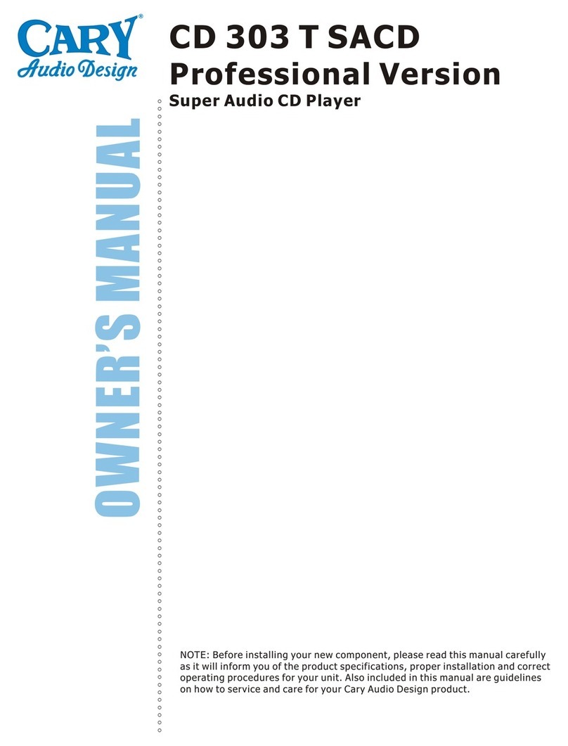 Cary Audio Design CD 303 T SACD owner's manual