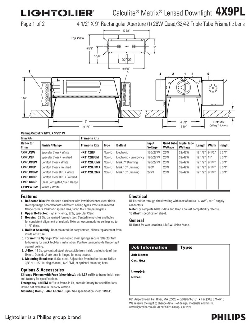 Lightolier Calculite Matrix 4X9PL User manual Lightolier Calculite Matrix 4X9PL User manual