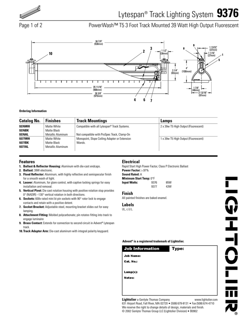 Lightolier Lytespan 9376 User manual