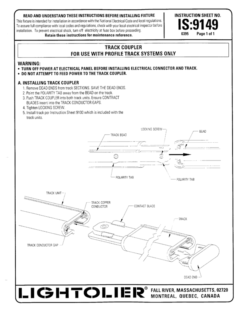 Lightolier TRACK COUPLE Instructions for maintenance reference Lightolier TRACK COUPLE Instructions for maintenance reference