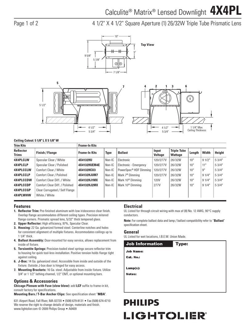 Lightolier Calculite Matrix 4X4PL User manual