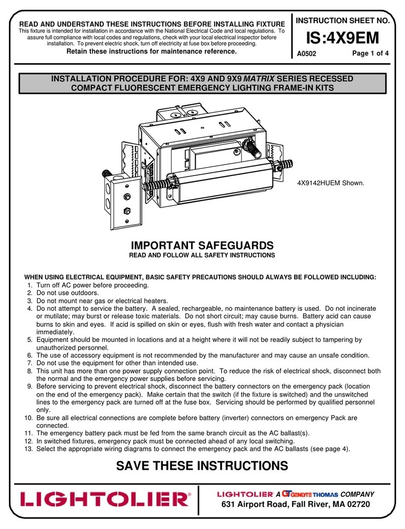Lightolier 4X9 MATRIX SERIES Instructions for use