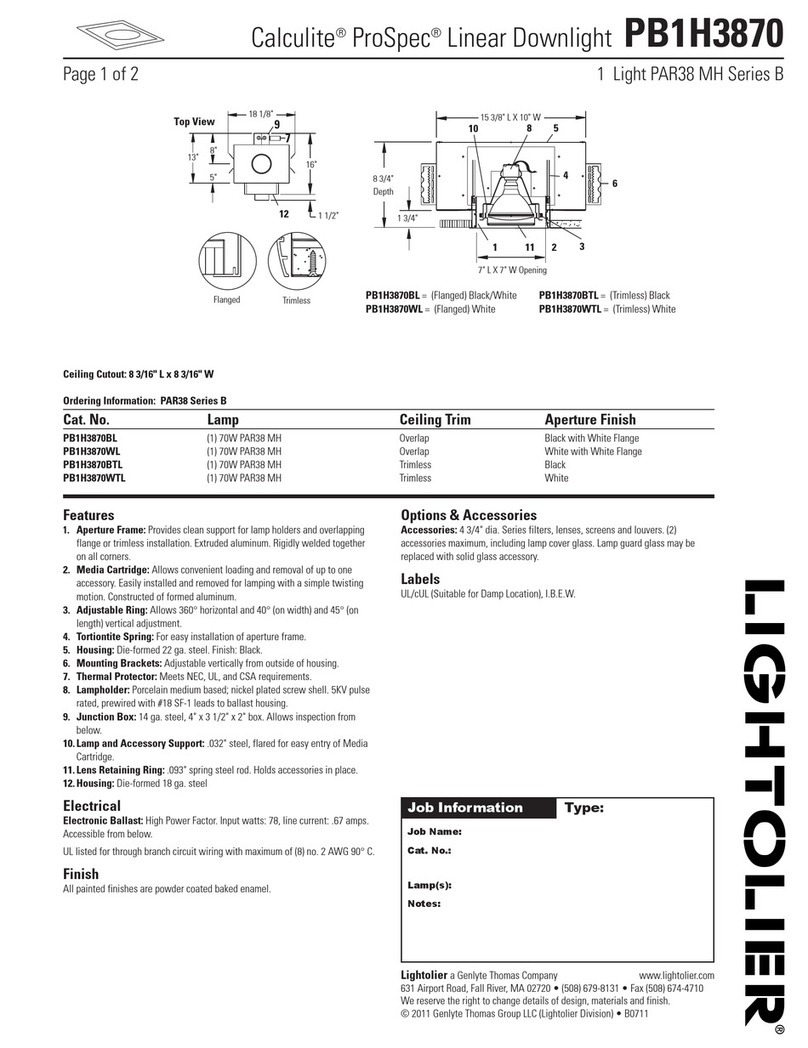 Lightolier Calculite ProSpec PB1H3870 specification Lightolier Calculite ProSpec PB1H3870 specification